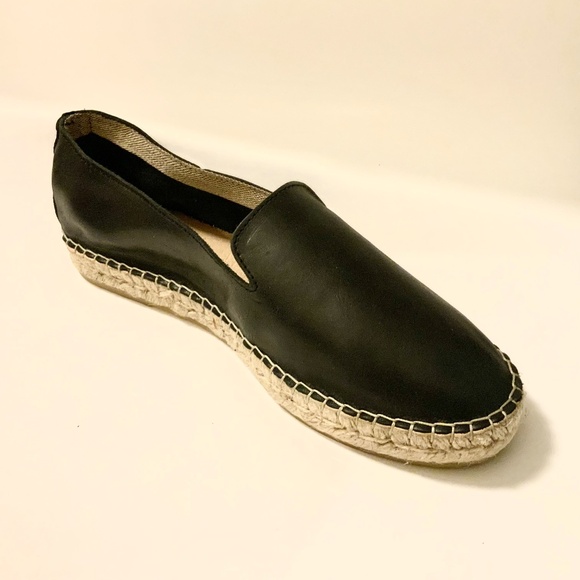 Free People Laurel Canyon Black Leather Espadrille Designer Flat Loafers 40 - Picture 4 of 7